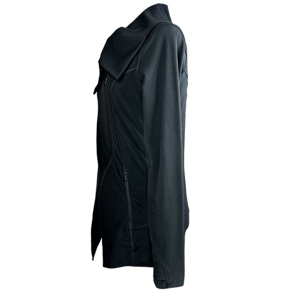 Athleta Blissout Jacket Small Black Moto Asymmetrical Thumbholes Pockets - Picture 6 of 15
